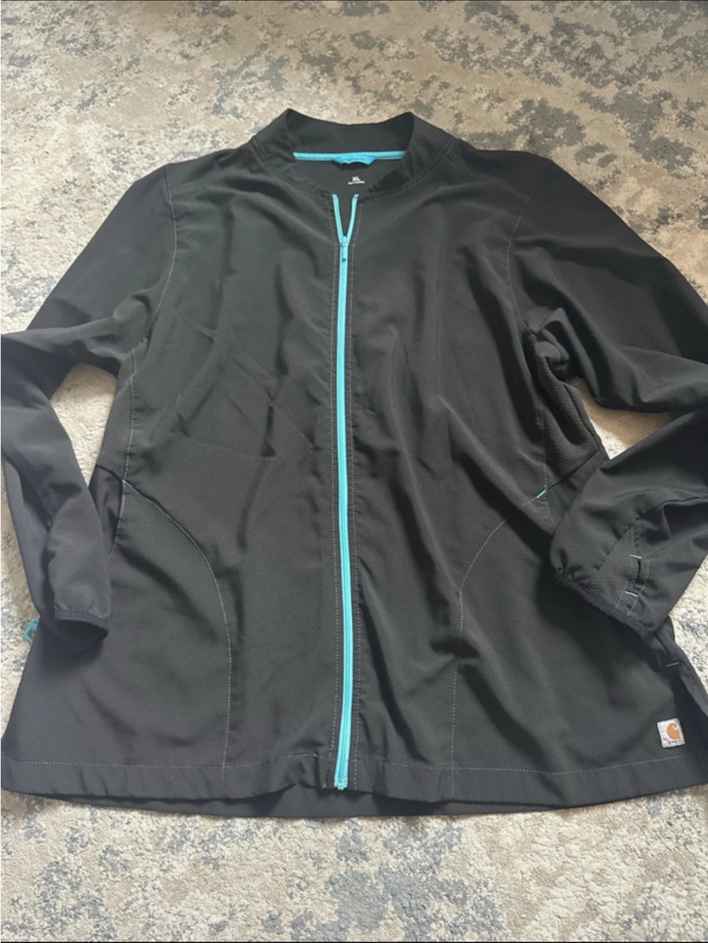 Carhartt Black Bomber Scrub Jacket with Teal Zip